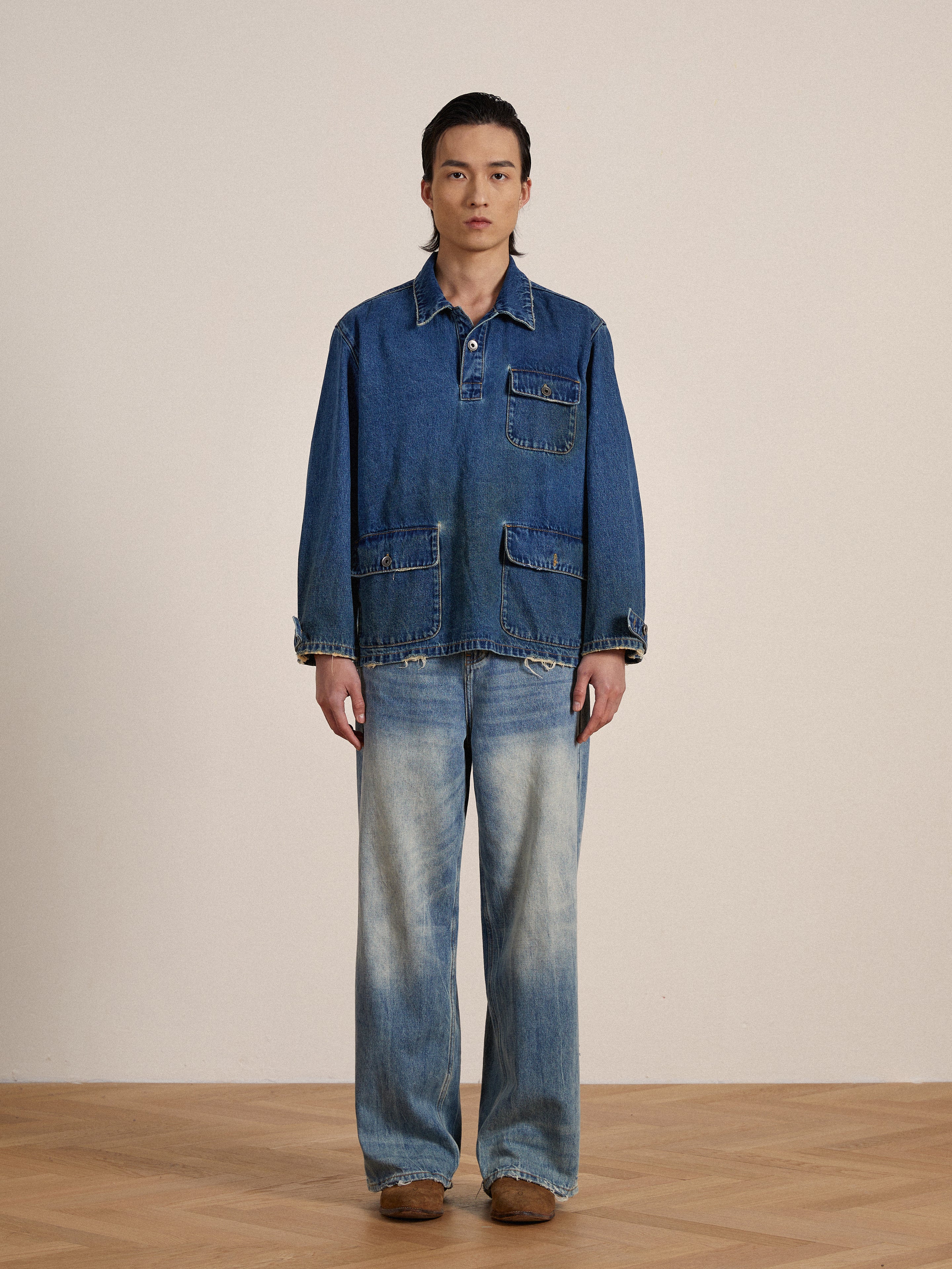 Azin Denim Pullover Work Shirt - Image 2