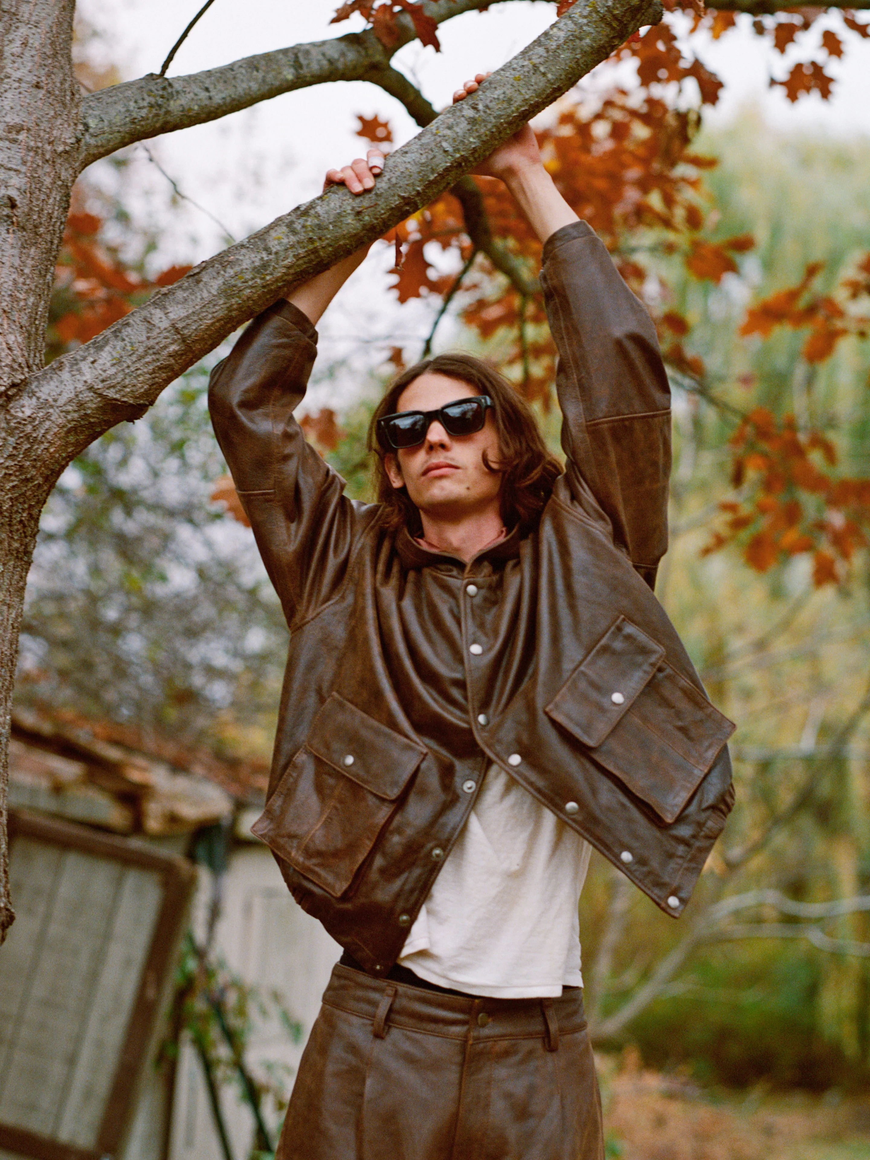 Dusk Distressed Genuine Leather Hoodie - Image 10