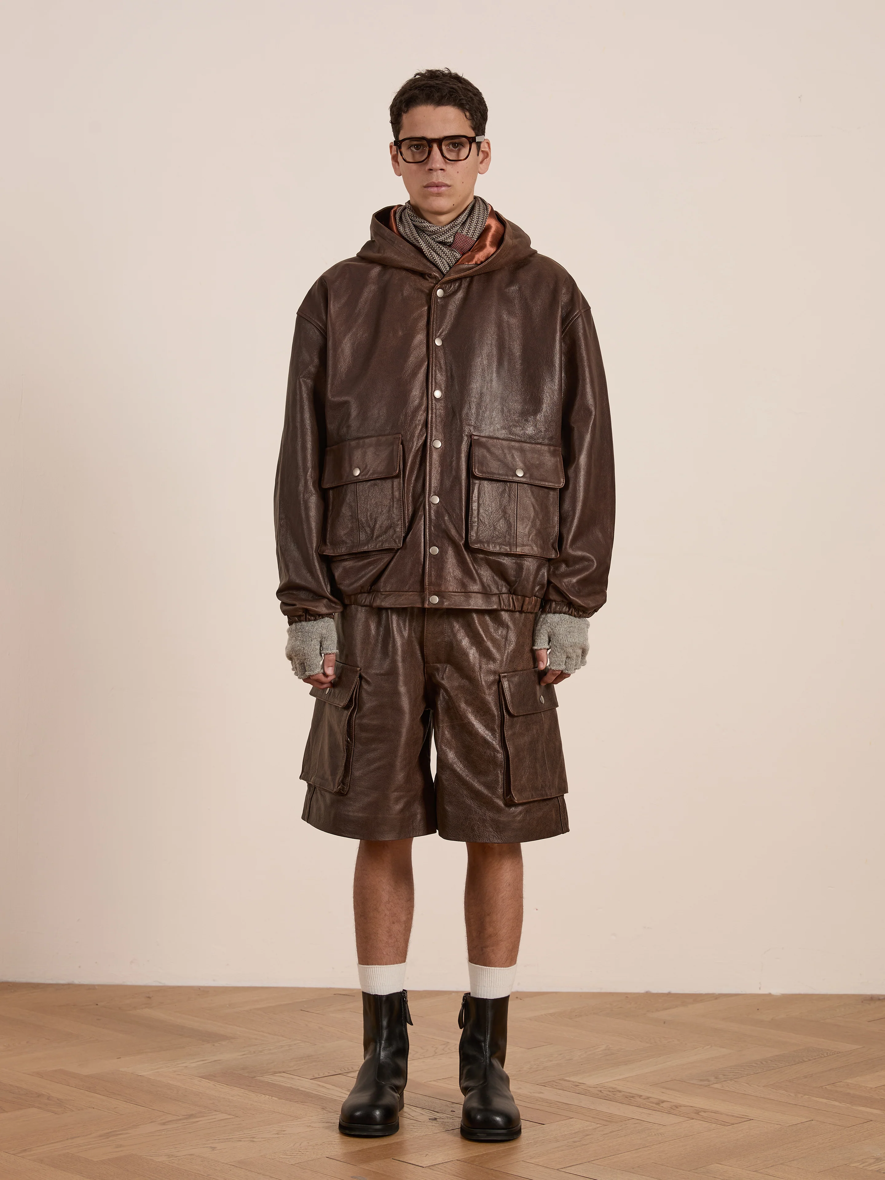 Dusk Distressed Genuine Leather Hoodie - Image 20