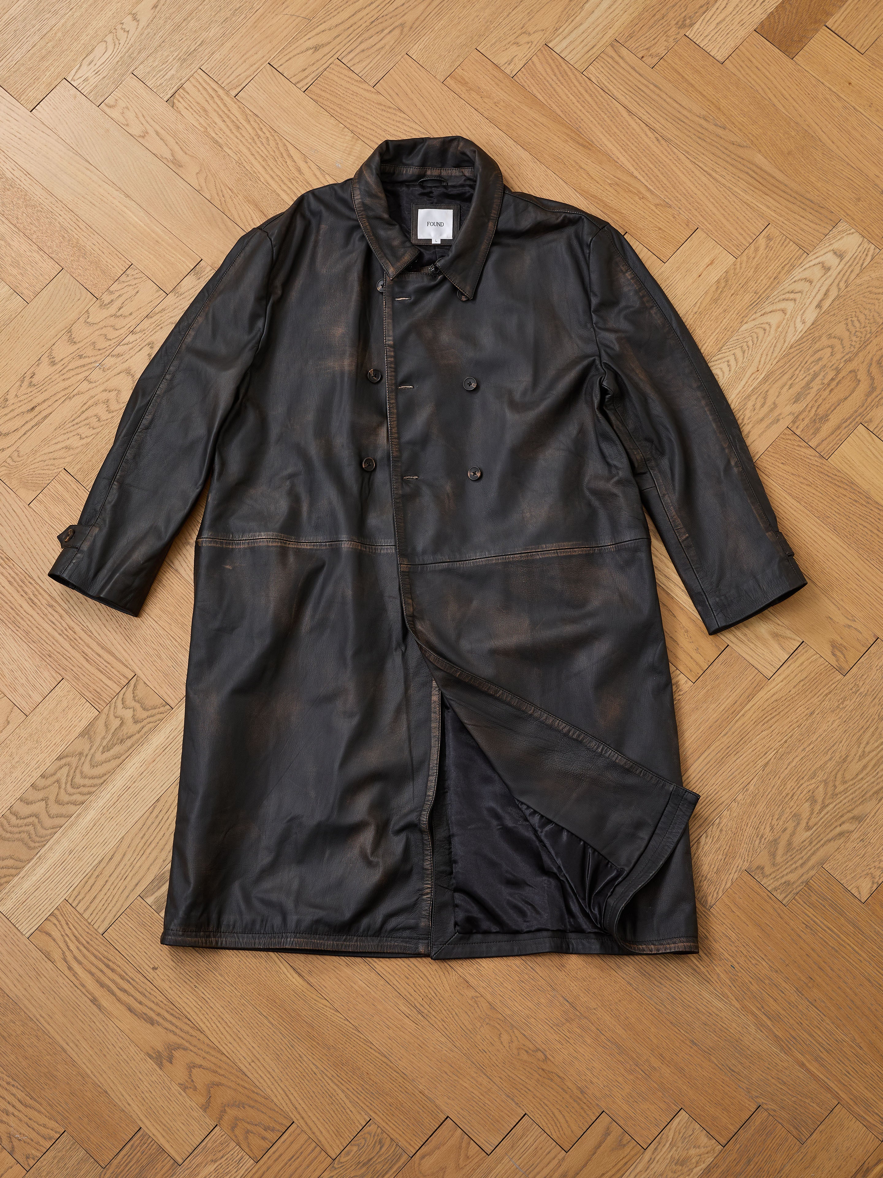 Distressed Leather Trench Coat - Image 25