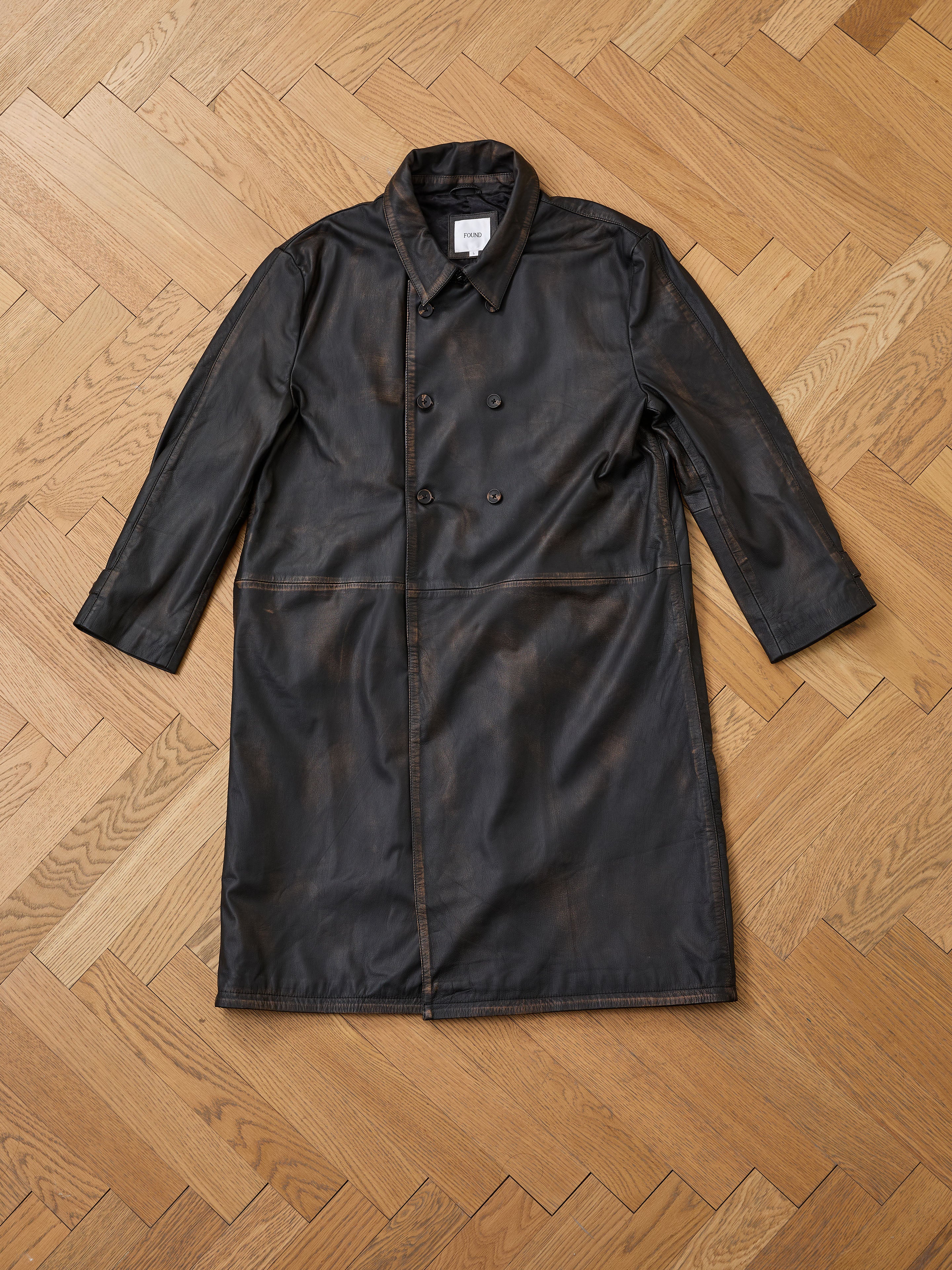 Distressed Leather Trench Coat - Image 26