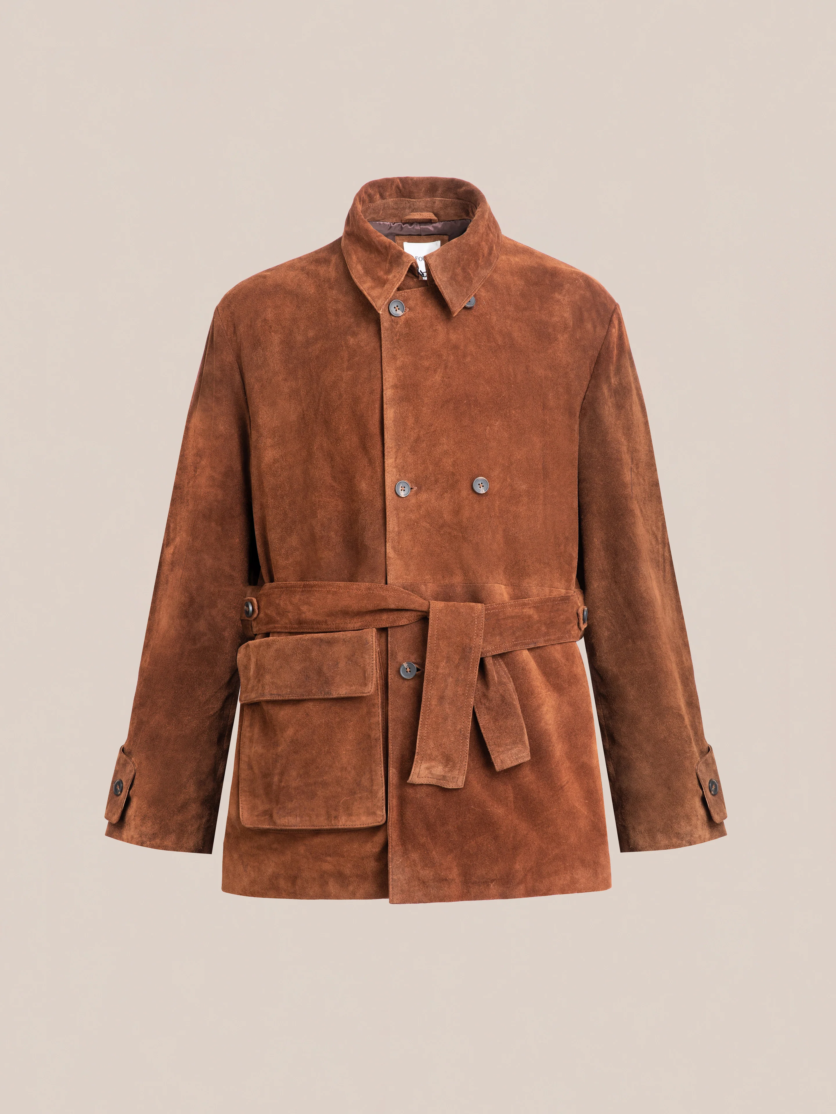 Double Breasted Suede Leather Jacket - Image 5