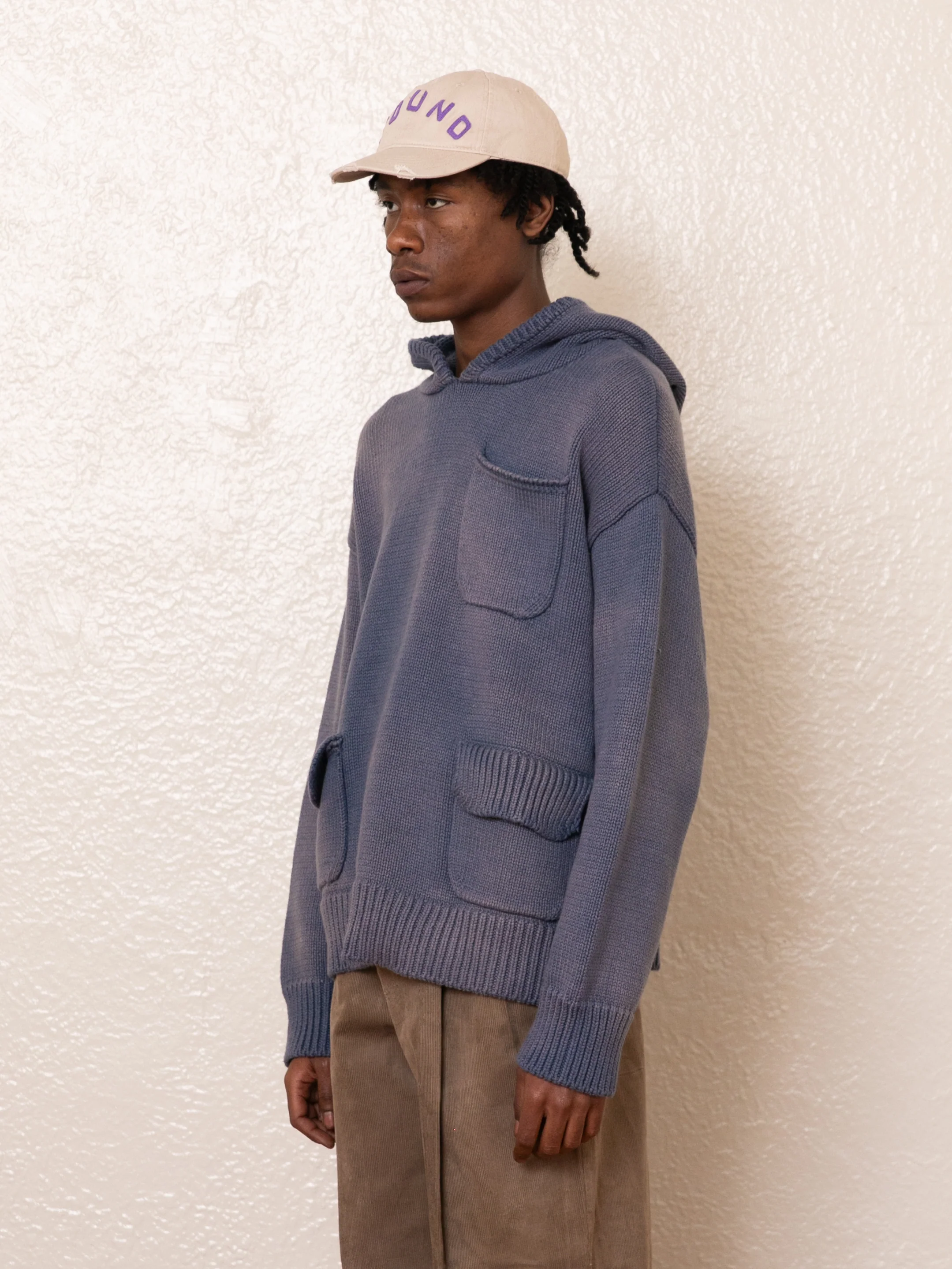 Faded Knit Pocket Hoodie - Image 2