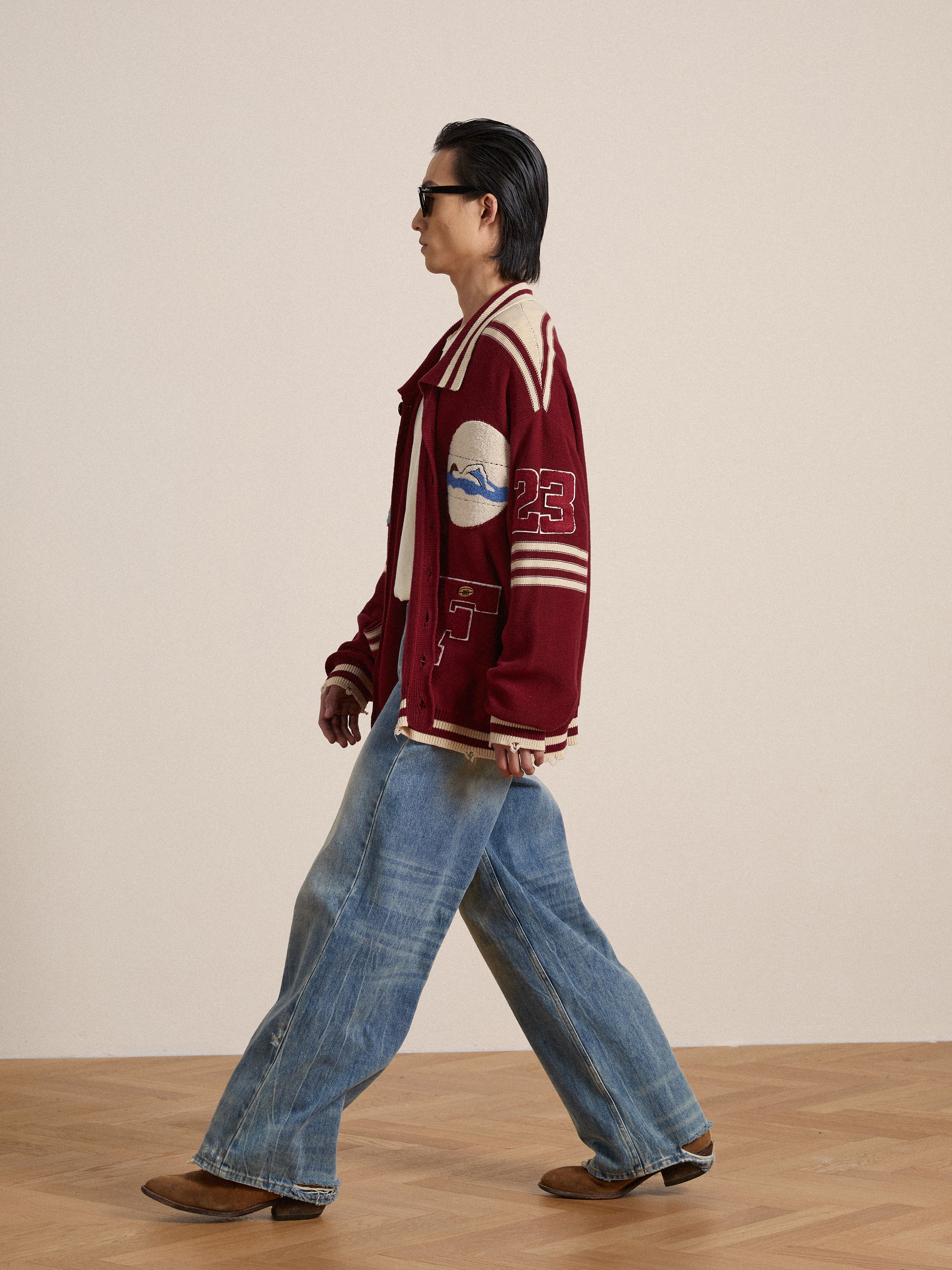 Fin Varsity Patch Collared Cardigan - Image 7