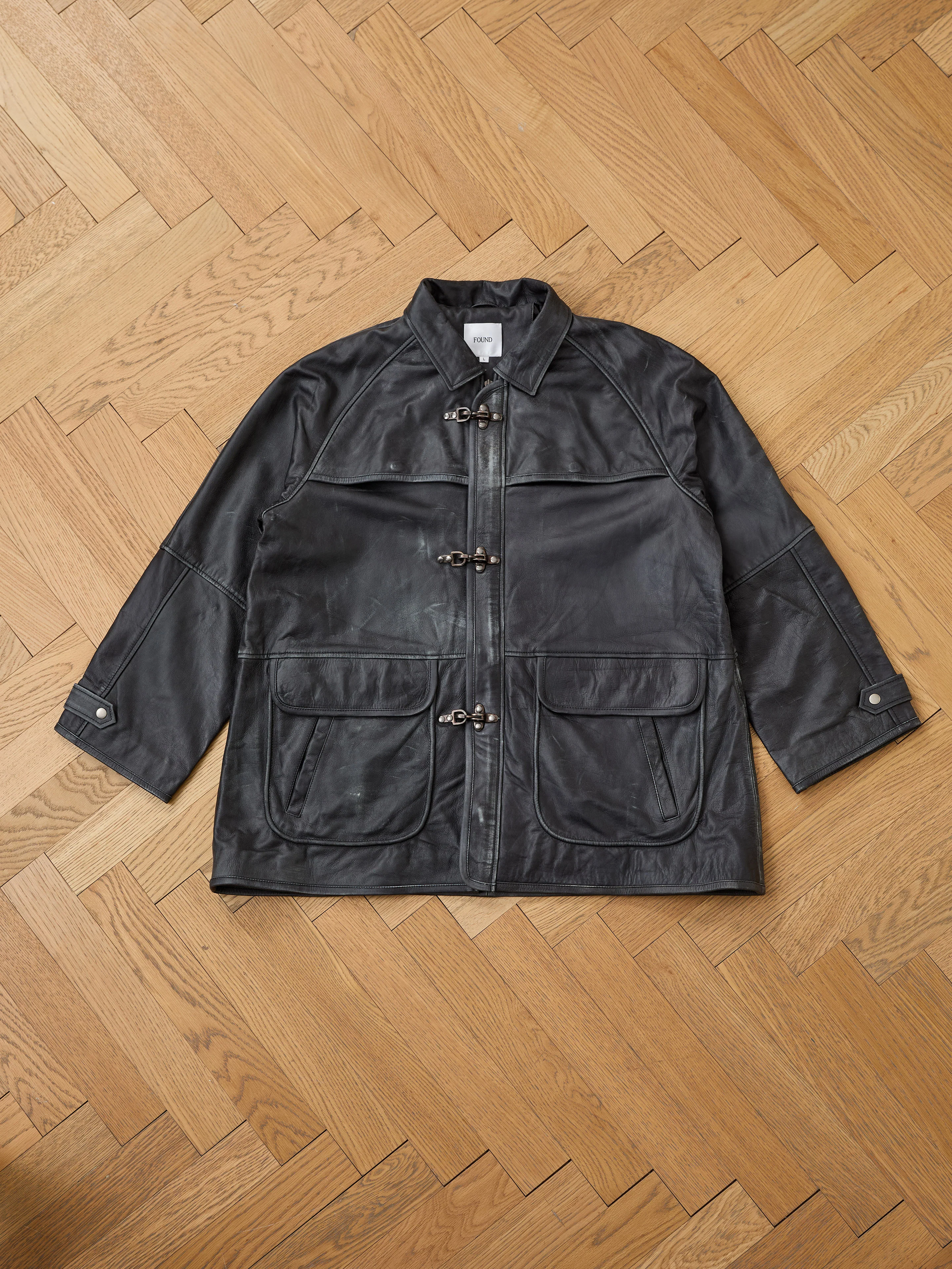 Distressed Leather Fireman Clasp Jacket - Image 11