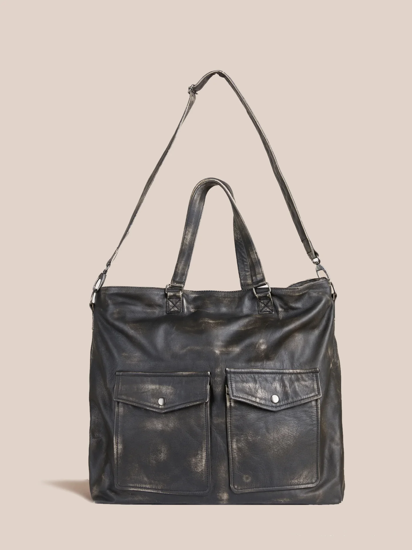 Hana Distressed Black Leather Bag