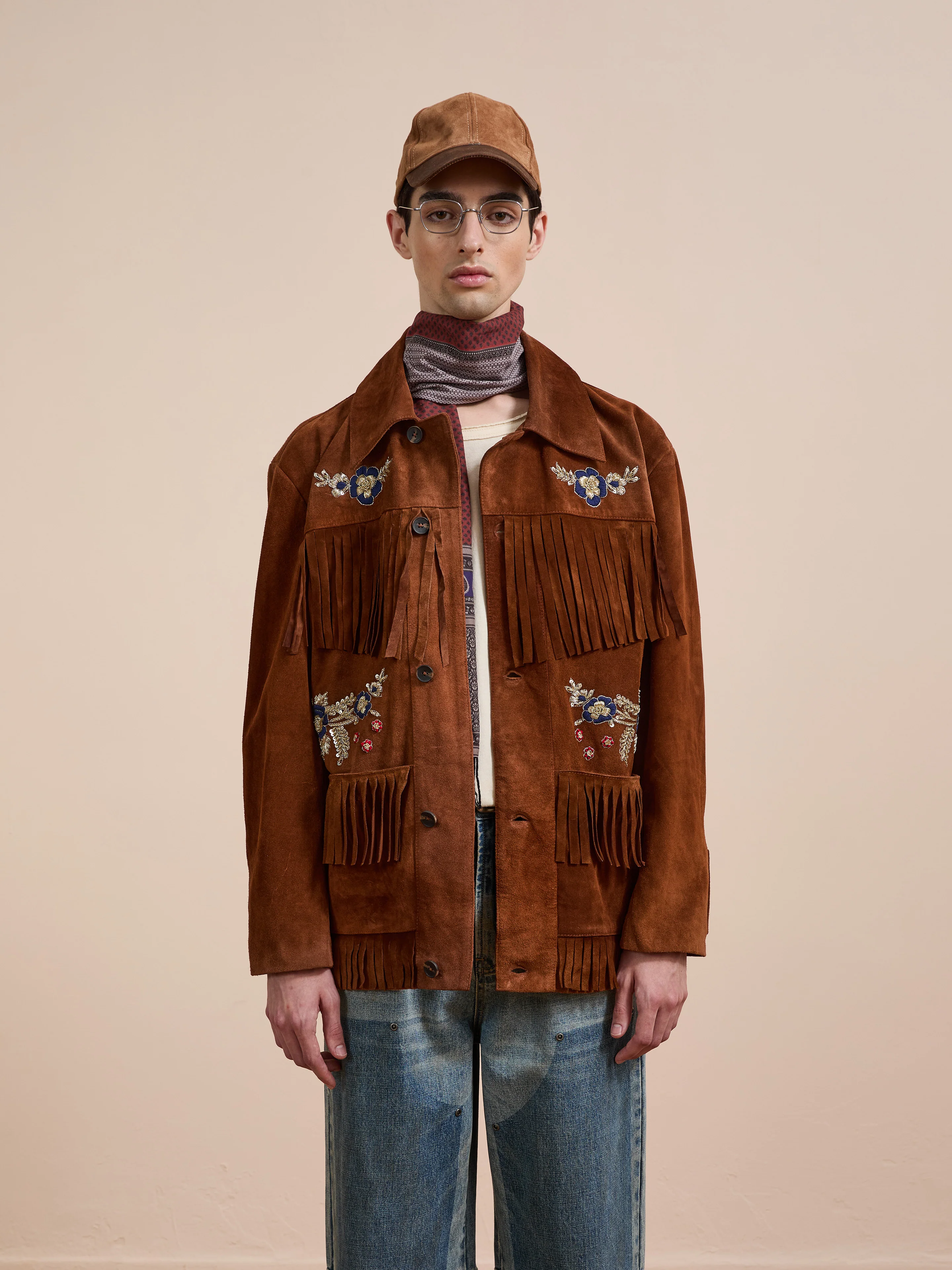 Hand Embroidered Suede Fringe Jacket - Image 15