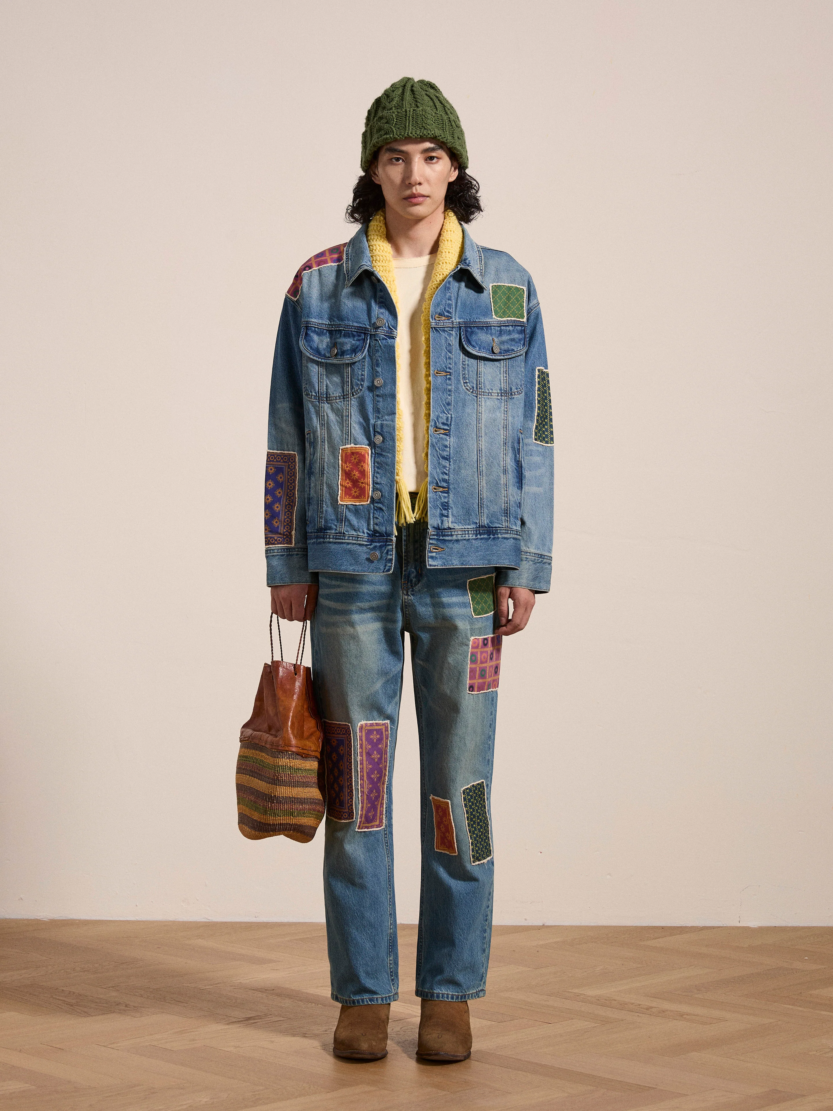 Kantha Patchwork Denim  Trucker Jacket - Image 2