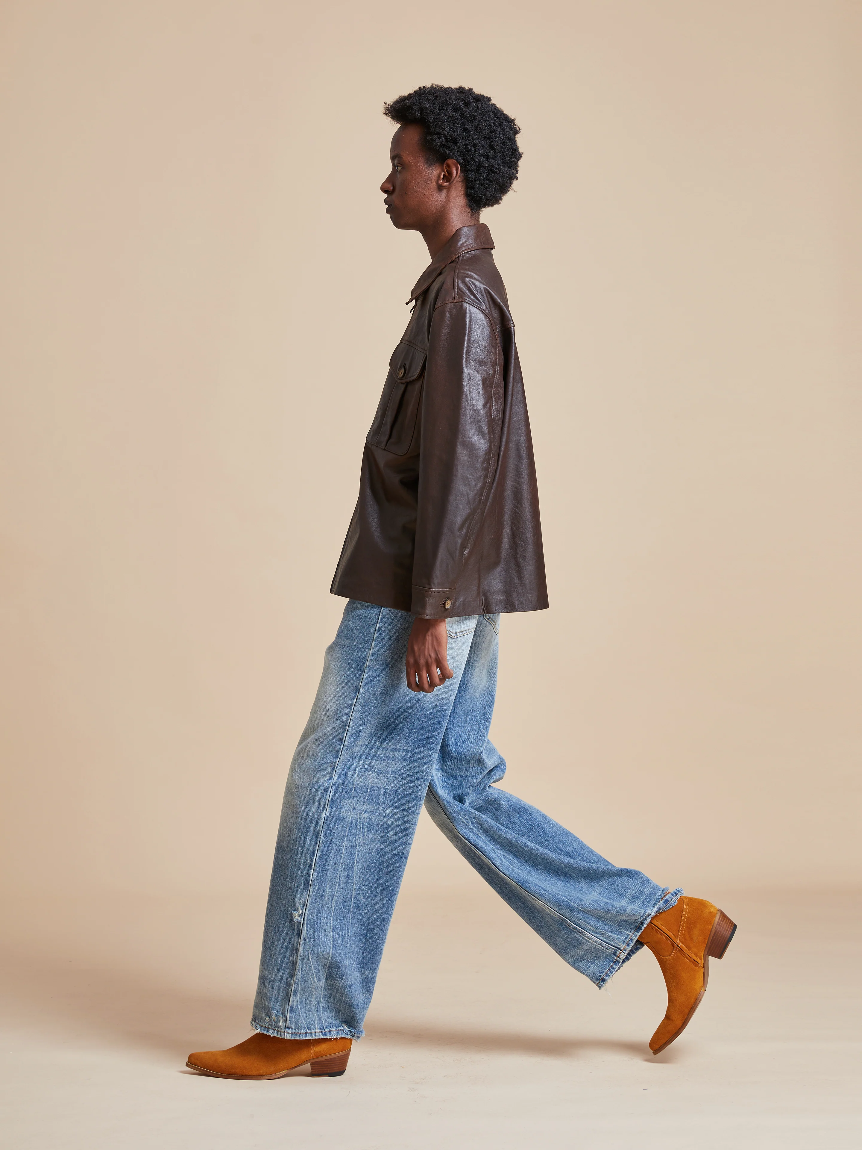 Sepia Leather Overshirt - Image 11