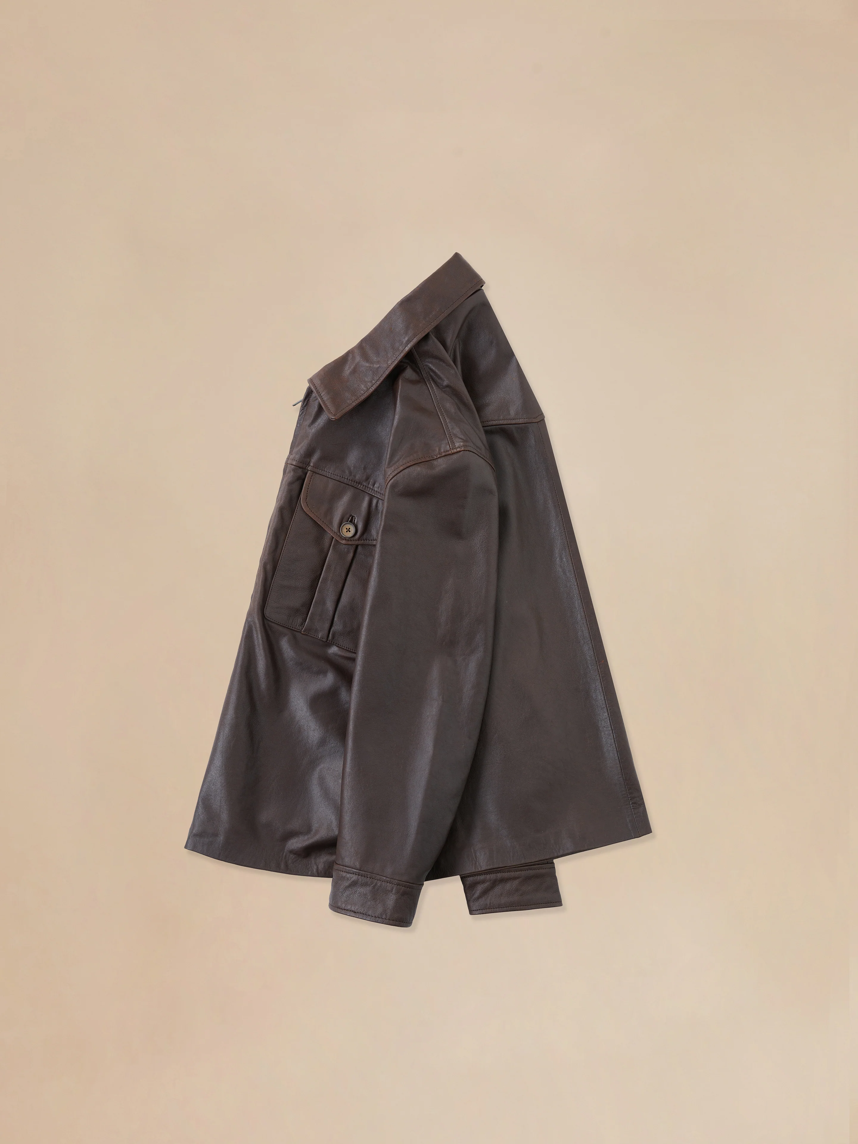 Sepia Leather Overshirt - Image 13