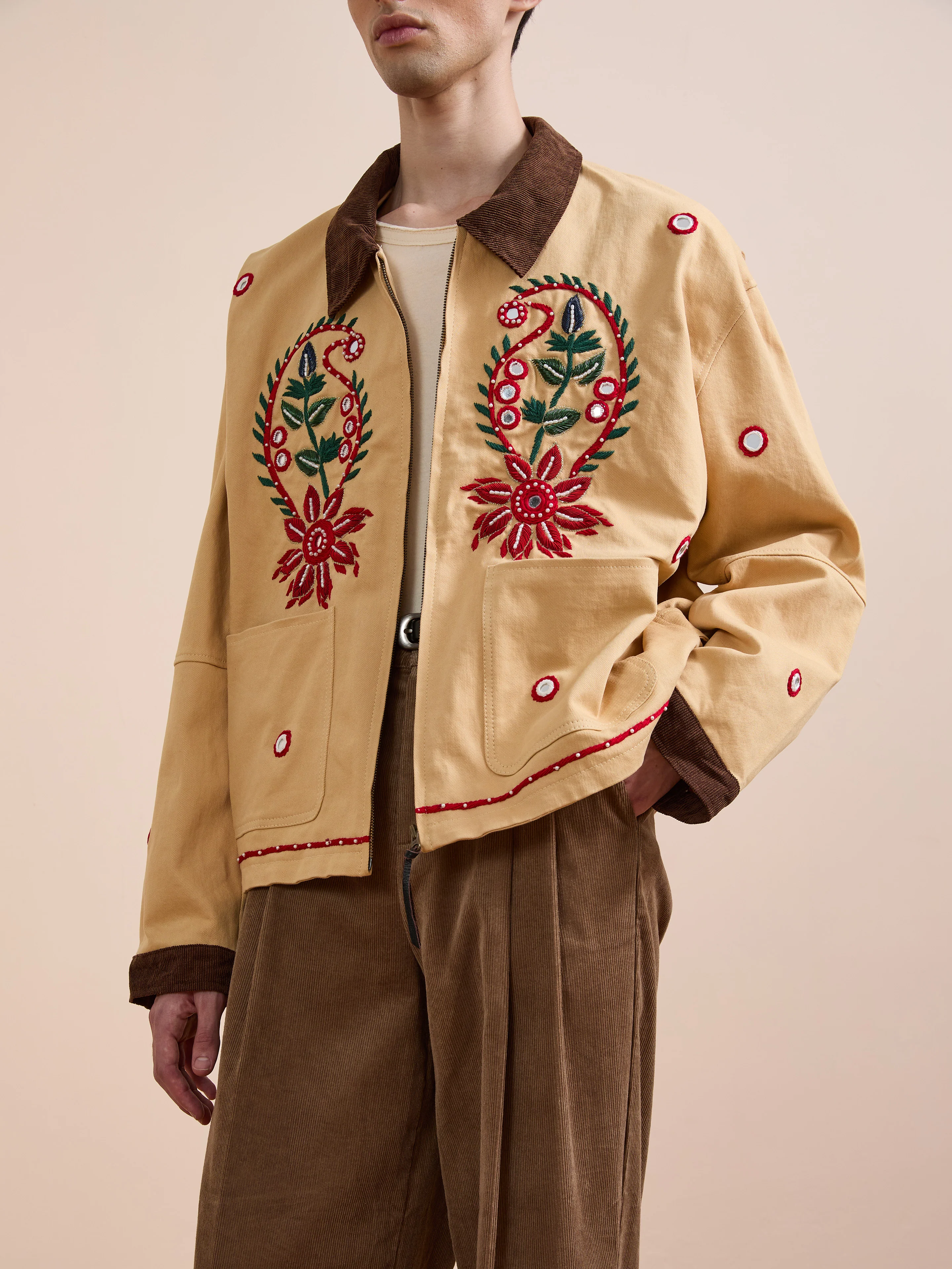 Paisley Motif Hand Embroidered Work Jacket - Image 7