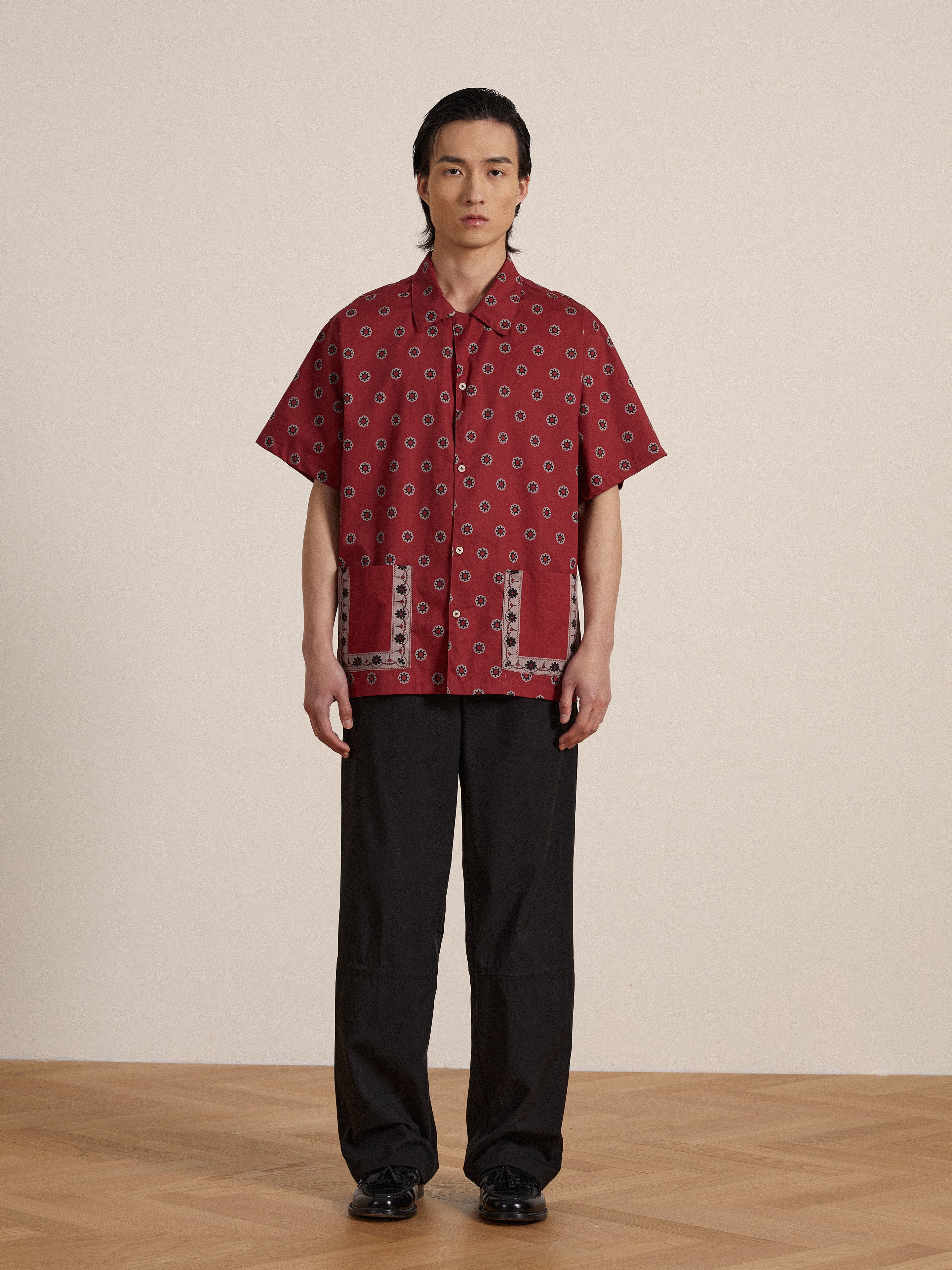 Red Motif SS Camp Shirt - Image 2
