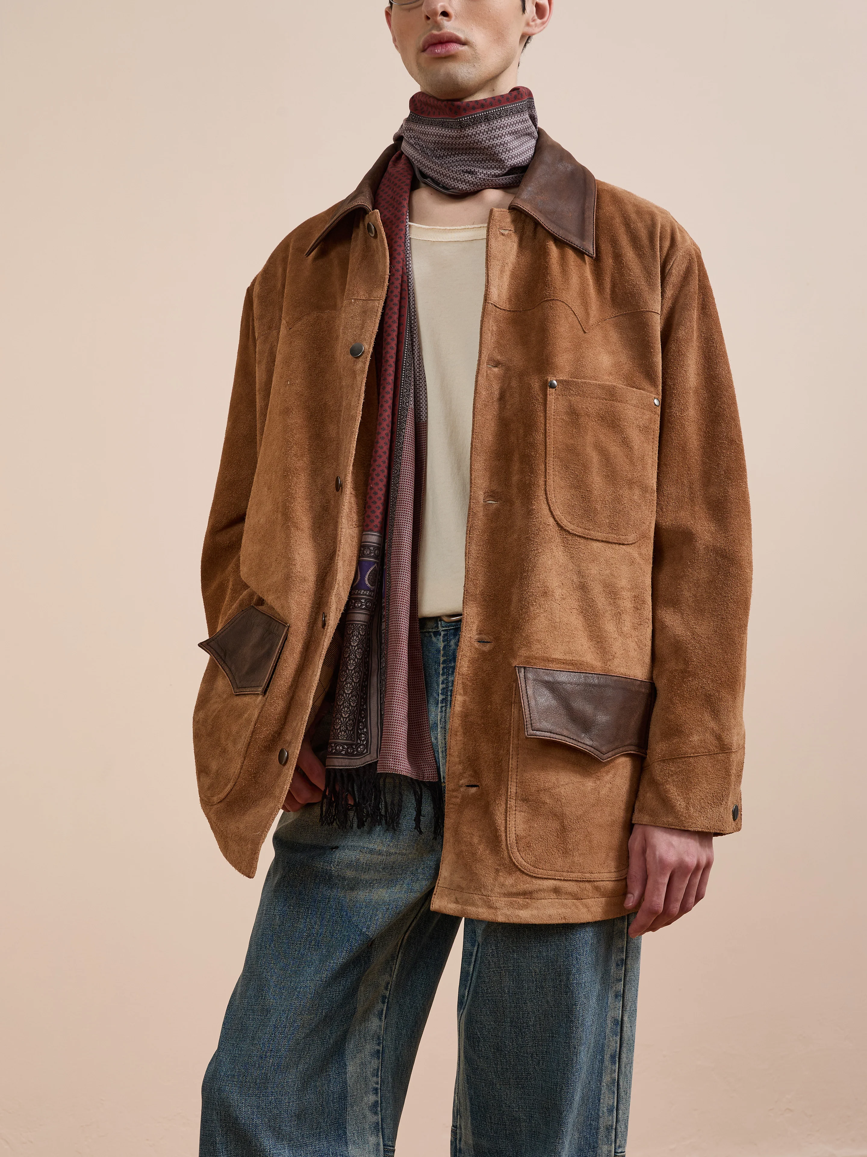 Suede Contrast Chore Jacket - Image 4