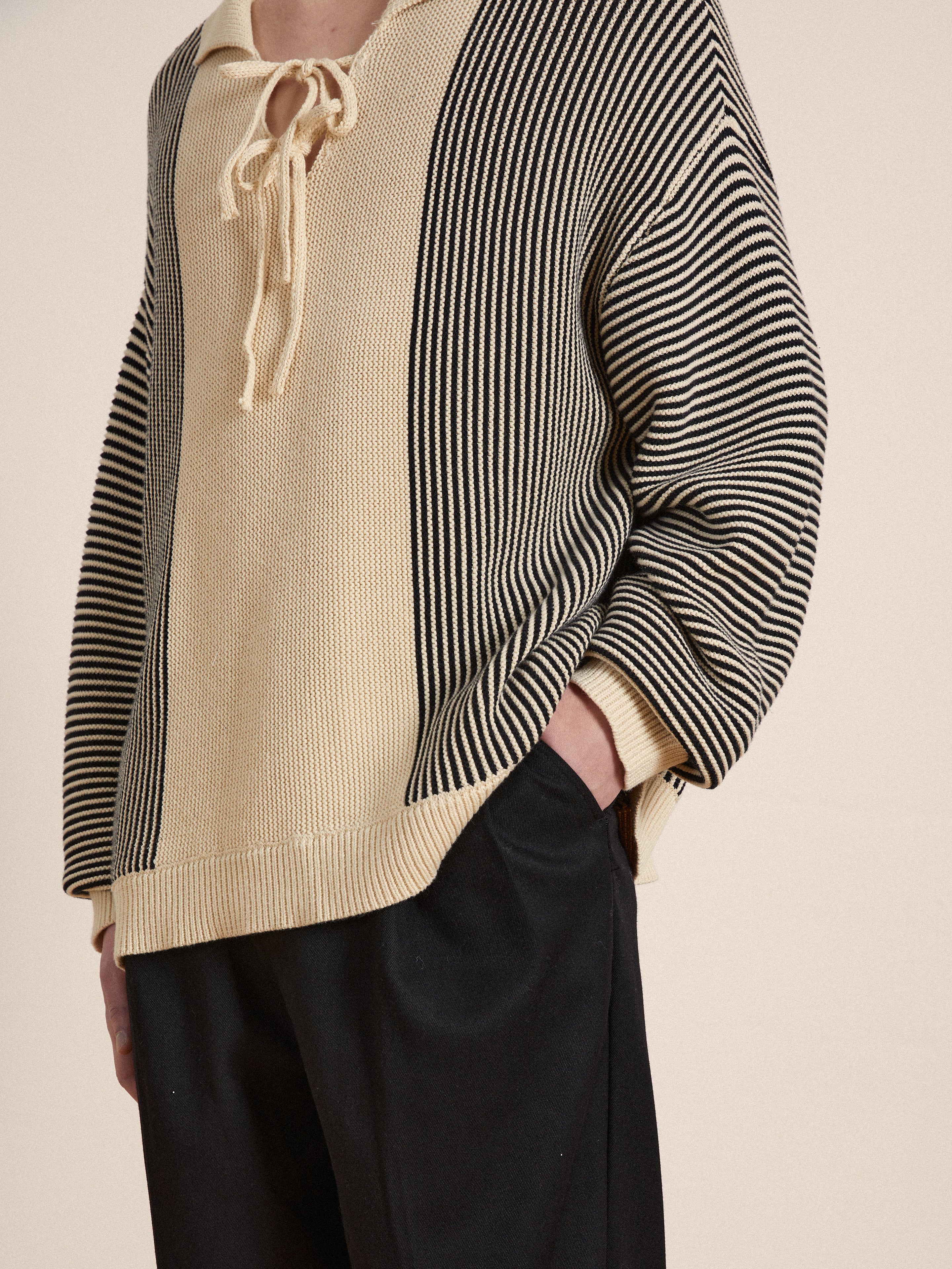 Tabas Tie Knit Collared Sweater - Image 2