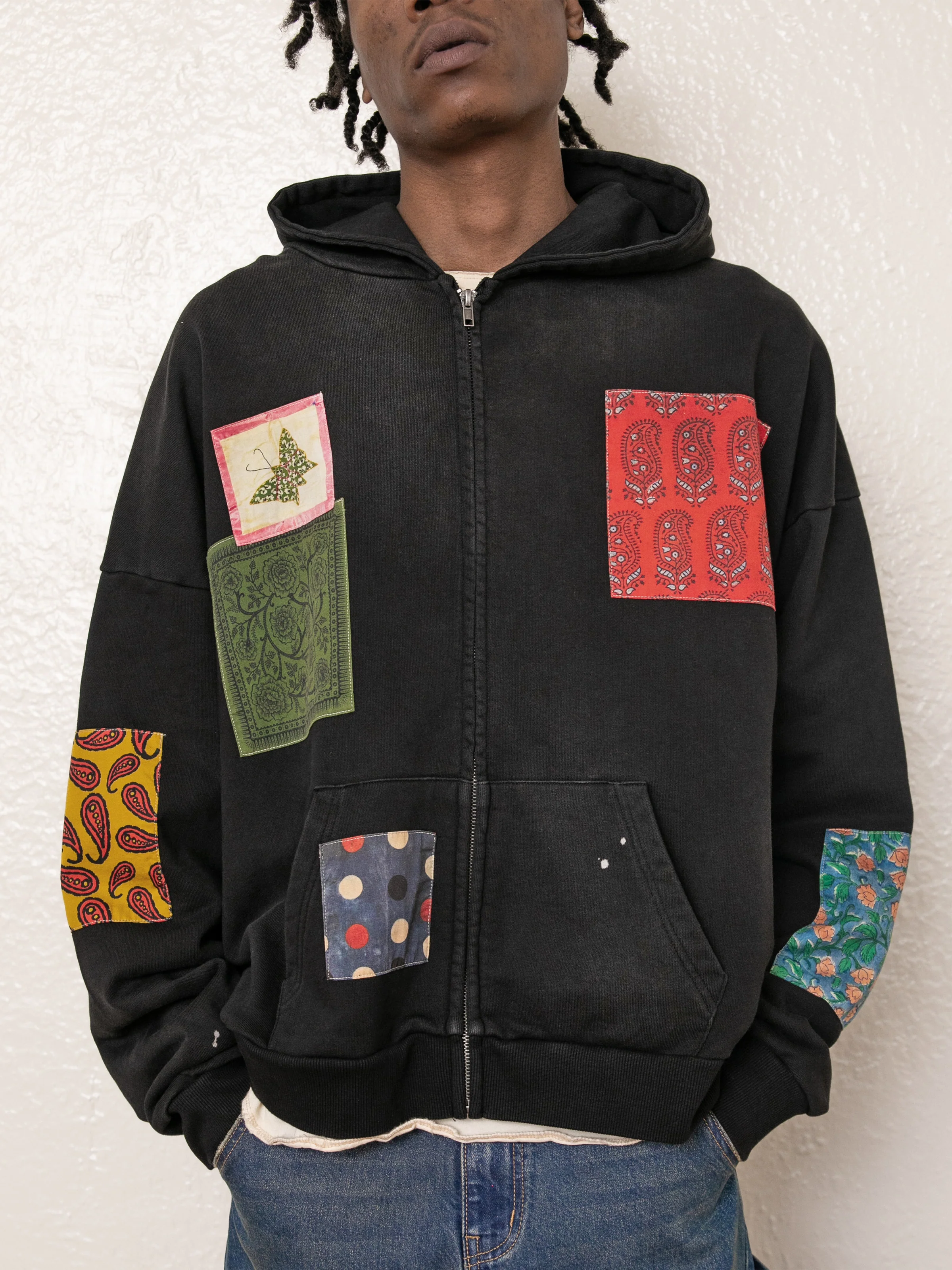 Tapestry Patchwork Zip Up Hoodie - Image 2