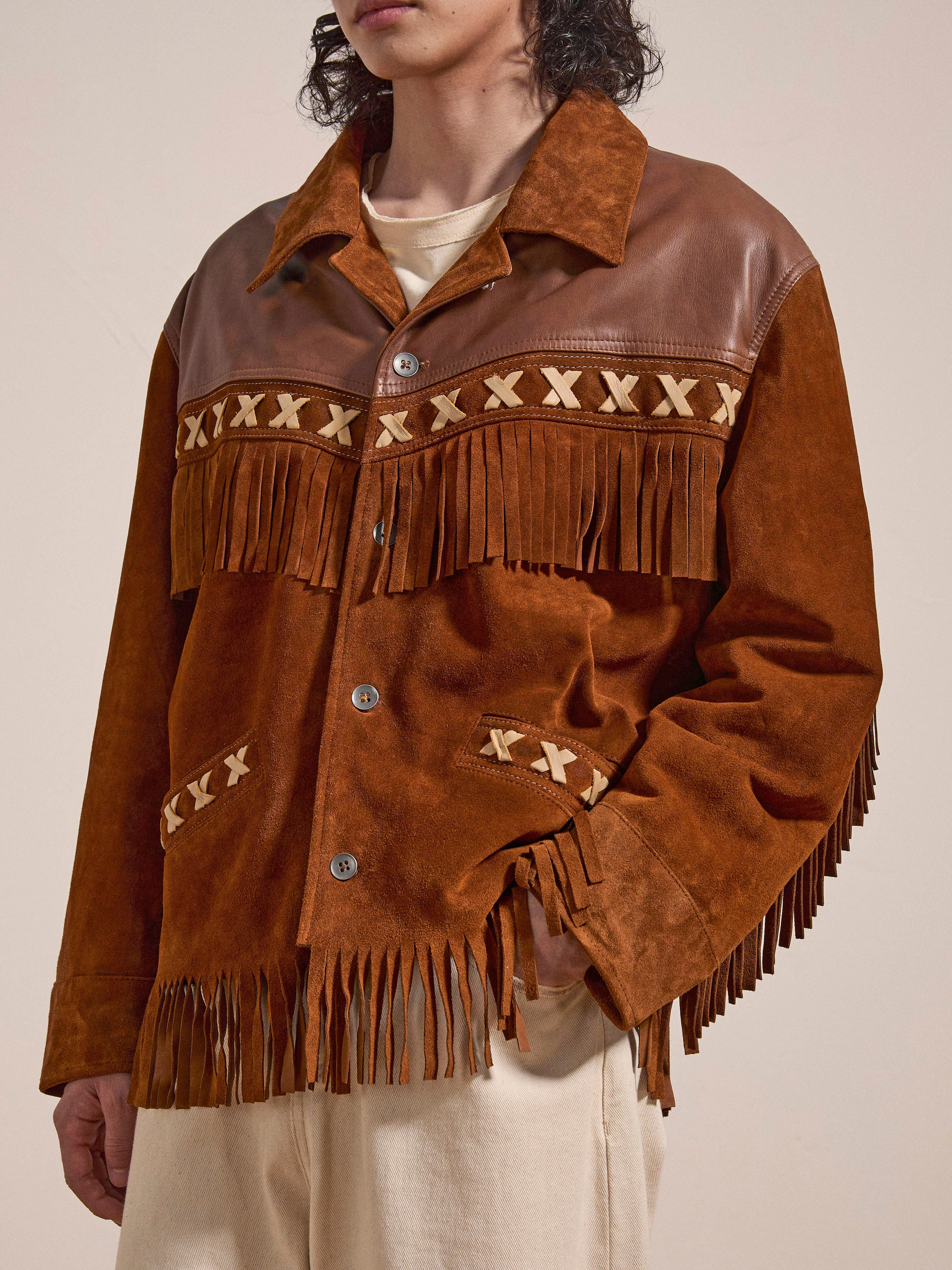 Western Fringe Suede Leather Jacket - Image 2