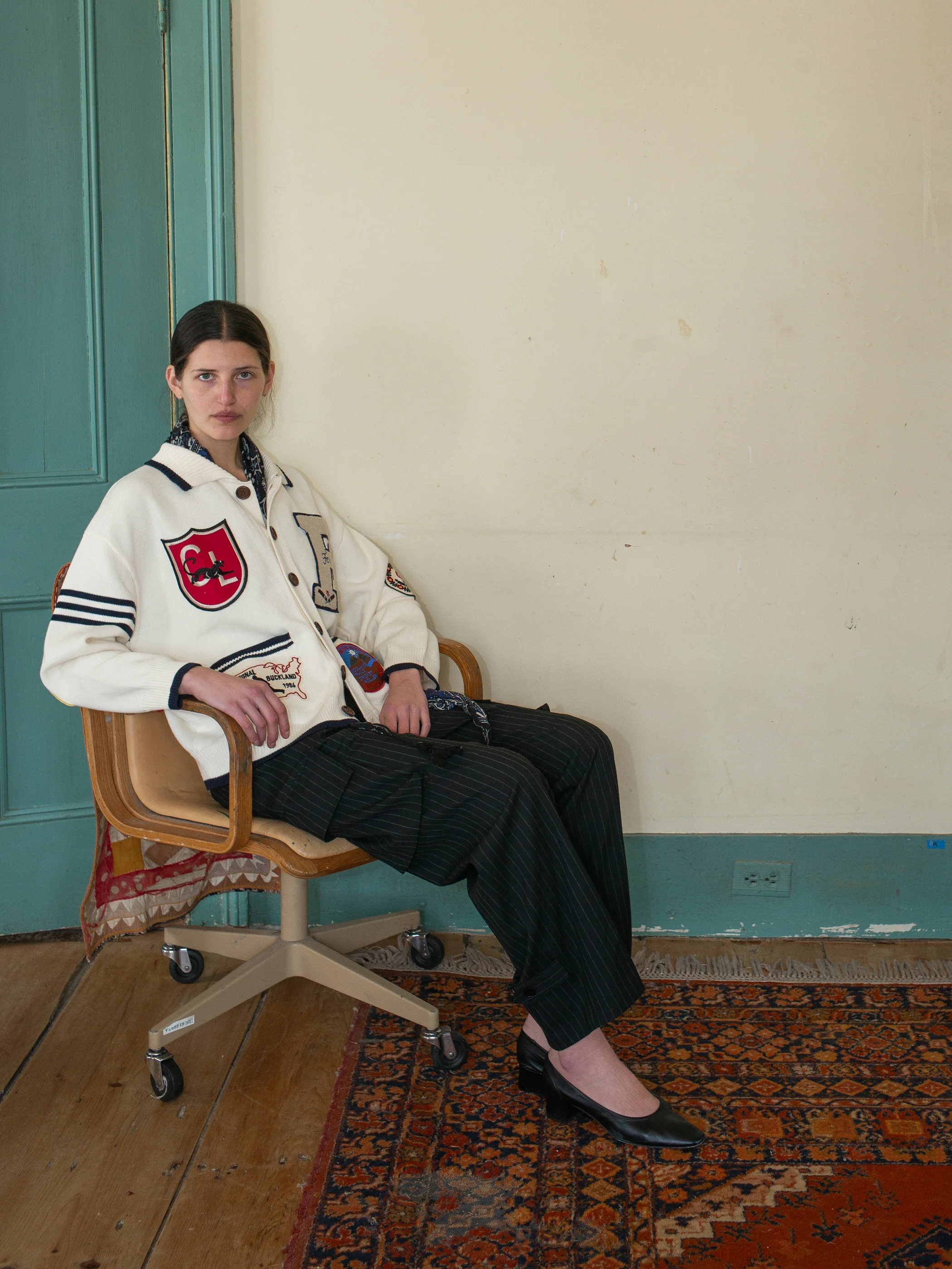 York Varsity Patch Collared Cardigan - Image 15
